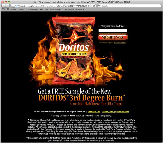 Landing Pages w/Banners: Doritos 3rd Degree
